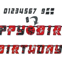 Ninja Buchstabenkette, 320 × 25cm, Happy Birthday mit Zahlen-Stickern Ninja Buchstabenkette, 320 × 25cm, Happy Birthday mit Zahlen-Stickern von Amscan Europe GmbH