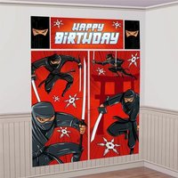 Ninja Wanddeko-Set XL, h=1,8 m, riesiges Poster für Ninja Fans, Folie Ninja Wanddeko-Set XL, h=1,8 m, riesiges Poster für Ninja Fans, Folie von Amscan Europe GmbH