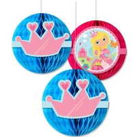 Woodland Prinzessin Wabenbälle mit Banderole, 3er Set, Hängedeko von Amscan Europe GmbH