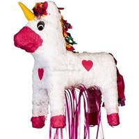 Zugpinata Einhorn, ca.52x28x15cm, Pullpinata Märchenparty Deko & für Partyspiele Kinder von Amscan Europe GmbH