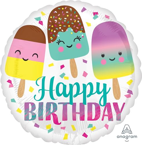 Amscan 3962201 -Standard Folienballon Happy Ice Cream Birthday, 43 cm, Luftballon, Heliumballon, Geburtstag Amscan 3962201 -Standard Folienballon Happy Ice Cream Birthday, 43 cm, Luftballon, Heliumballon, Geburtstag von amscan