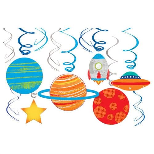 Blast Off Birthday Swirl Decorations (12 pk) von amscan