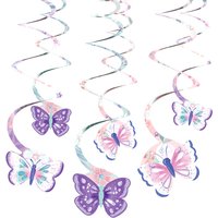 6 Deko-Spiralen "Butterfly", 14cm x 10cm von Amscan
