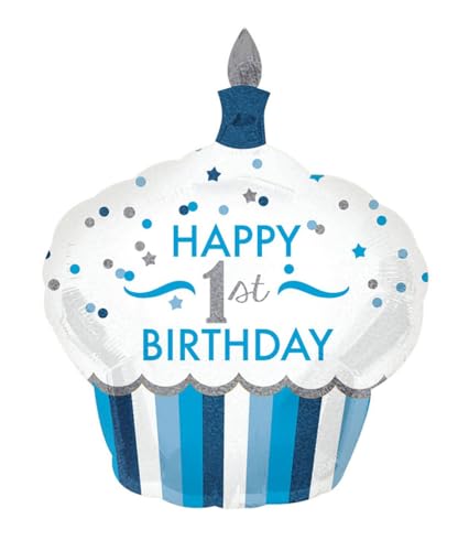 Amscan 3452301 - SuperShape Folienballon 1st Birthday Cupcake Junge, Geburtstag, Heliumballon Amscan 3452301 - SuperShape Folienballon 1st Birthday Cupcake Junge, Geburtstag, Heliumballon von amscan