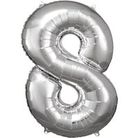 Amscan Folienballon Zahl 8 silber 53x83cm Amscan Folienballon Zahl 8 silber 53x83cm von Amscan