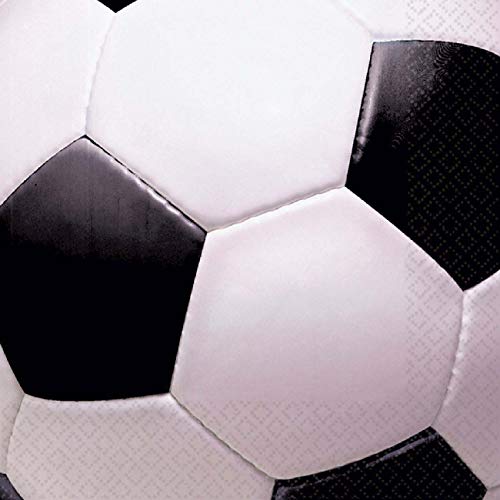 Amscan 519709 - Servietten Fußball, 16 Stück, 33 x 33 cm, Mundtuch, Tischdekoration, Geburtstag, Weiß von amscan