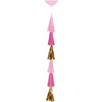 Ballon-Anhänger mit 6 Quasten, rosa-gold, 70cm Ballon-Anhänger mit 6 Quasten, rosa-gold, 70cm von Amscan