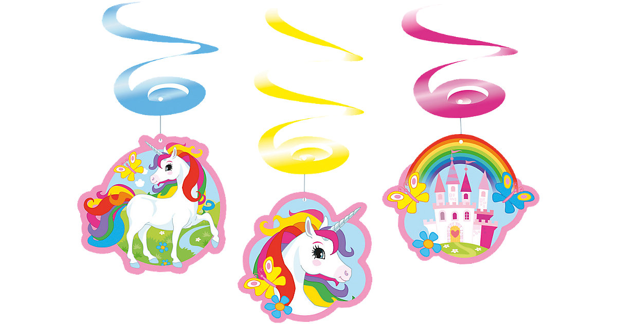 Dekospiralen Einhorn, 6 Stück rosa-kombi Dekospiralen Einhorn, 6 Stück rosa-kombi von Amscan
