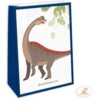 Dinosaurier Papiertüten mit Stickern im 4er Pack von Amscan