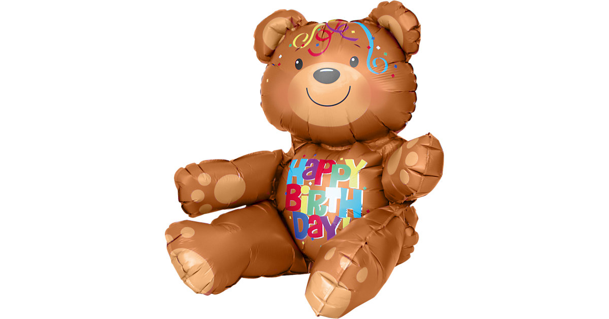 Folienballon Bär Happy Birthday braun von Amscan