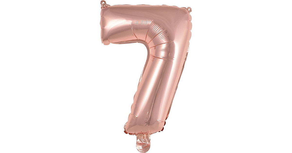 Folienballon Zahl 7 mini 35cm roségold rot-kombi von Amscan