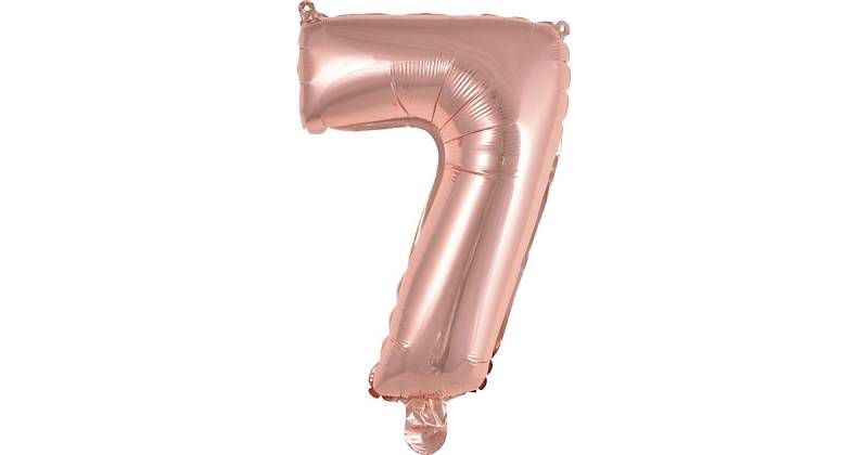 Folienballon Zahl 7 mini 35cm roségold rot-kombi von Amscan