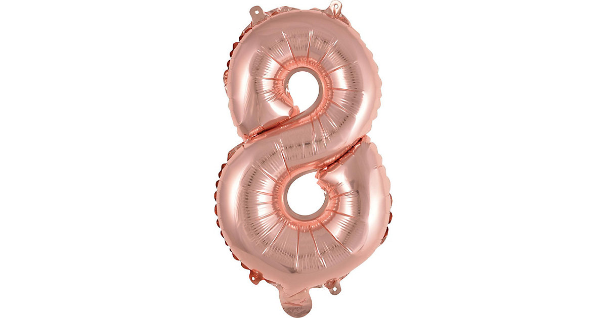 Folienballon Zahl 8 mini 35cm roségold rot/braun von Amscan