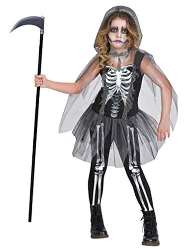 Amscan - Kinderkostüm Skelett-Lady, Top, Leggings, Tüllumhang mit Kapuze, Sensenfrau, Mädchen, Jugendliche, Hexe, Halloween, Karneval, Mottoparty Amscan - Kinderkostüm Skelett-Lady, Top, Leggings, Tüllumhang mit Kapuze, Sensenfrau, Mädchen, Jugendliche, Hexe, Halloween, Karneval, Mottoparty von amscan
