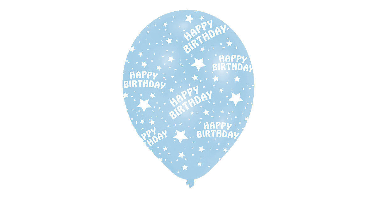 Latexballons Happy Birthday, 6 Stück hellblau von Amscan