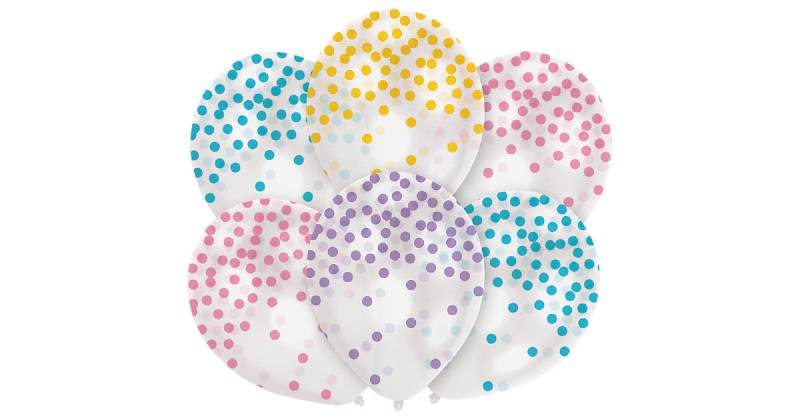 Luftballon Konfetti-Pastell, 6 Stück mehrfarbig von Amscan