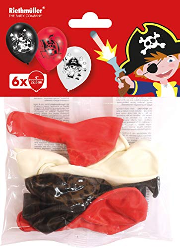 Balloon 6pk 22.8cm Pirate, Schwarz/Rot/Weiß Balloon 6pk 22.8cm Pirate, Schwarz/Rot/Weiß von amscan