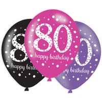 Luftballons zum 80. Geburtstag, 6 Stk, 27,5cm Luftballons zum 80. Geburtstag, 6 Stk, 27,5cm von Amscan