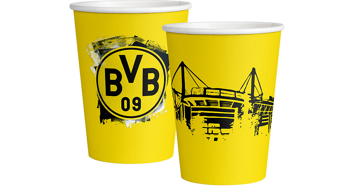 Pappbecher Borussia Dortmund 500ml 6er bunt Pappbecher Borussia Dortmund 500ml 6er bunt von Amscan