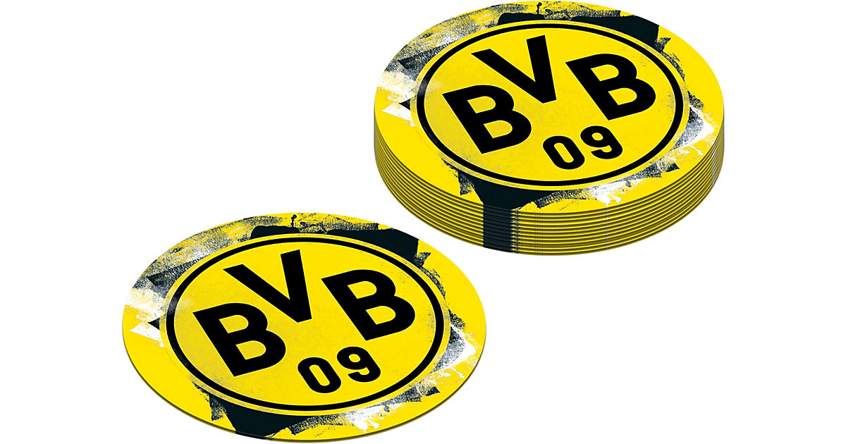 Untersetzer Pappe 12er, BVB Dortmund schwarz/gelb von Amscan