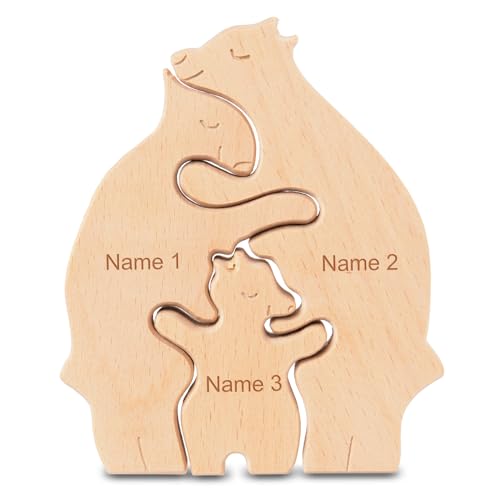 Amsgedhie Personalisierte Holzdekorationen, Holzpuzzle für Zuhause (Bär, Igel, Elefant, Wal, Kaninchen), Tierskulpturen für den Schreibtisch, Ideen für die Dekoration von Zuhause. (Bär 2) von Amsgedhie