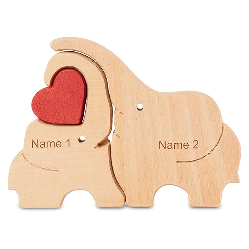 Amsgedhie Personalisierte Holzdekorationen, Holzpuzzle für Zuhause (Bär, Igel, Elefant, Wal, Kaninchen), Tierskulpturen für den Schreibtisch, Ideen für die Dekoration von Zuhause. (Elefant) von Amsgedhie