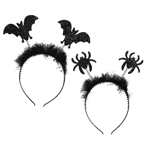 Amsixnt 2 Stück Spinne und Fledermaus Haarreif,Halloween Kopfschmuck,Halloween Haarreif,für Prank,Halloween,Karneval,Fasching,Cosplay Kostüm Accessoire von Amsixnt