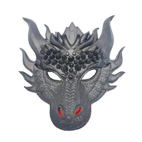 3D Drachenmaske PU-Schaumstoffmaske Halloween Party Kostüm Cosplay Maske für Erwachsene Männer Frauen Gruselige Tier Halbgesichtsmaske Tier Halbgesichtsmaske Füchse Maske Halloween Cosplay Kostüm von Amsixo