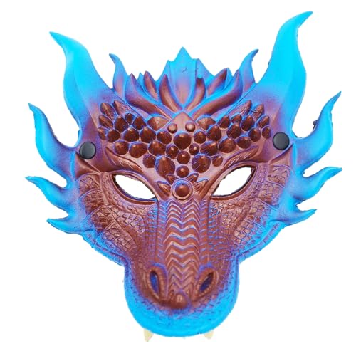 3D Drachenmaske PU-Schaumstoffmaske Halloween Party Kostüm Cosplay Maske für Erwachsene Männer Frauen Gruselige Tier Halbgesichtsmaske Tier Halbgesichtsmaske Füchse Maske Halloween Cosplay Kostüm von Amsixo