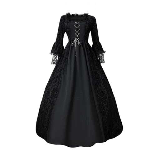 Amxleh Damen Mittelalter Kleid Rokoko Barock Trompetenärmel Schleife Knielang Kostüm Prinzessin Kleider Vintage Gothic Renaissance Viktorianisches Kleidung Mittelalter Elegant Retro Cosplay Kostüm von Amxleh