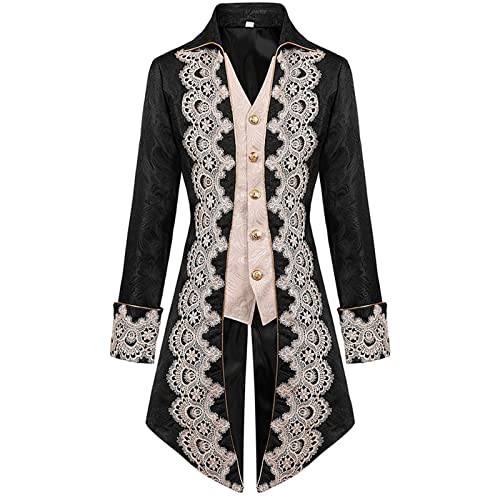 Amxleh Halloween Kostüm Herren Steampunk Mantel Vintage Viktorianischen Gothic Frack Renaissance Mittelalter Jacke Cosplay Karneval Kostüms Traditionelles Retro Jackes von Amxleh