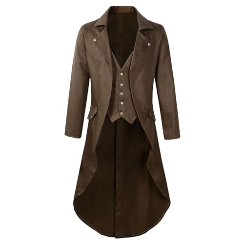 Amxleh Halloween Kostüm Herren Steampunk Mantel Vintage Viktorianischen Gothic Frack Renaissance Mittelalter Jacke Cosplay Karneval Kostüms Traditionelles Retro Jackes von Amxleh