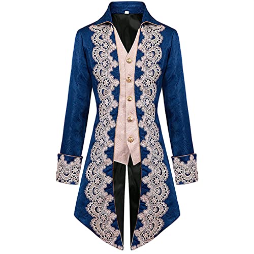 Amxleh Halloween Kostüm Herren Steampunk Mantel Vintage Viktorianischen Gothic Frack Renaissance Mittelalter Jacke Cosplay Karneval Kostüms Traditionelles Retro Jackes von Amxleh
