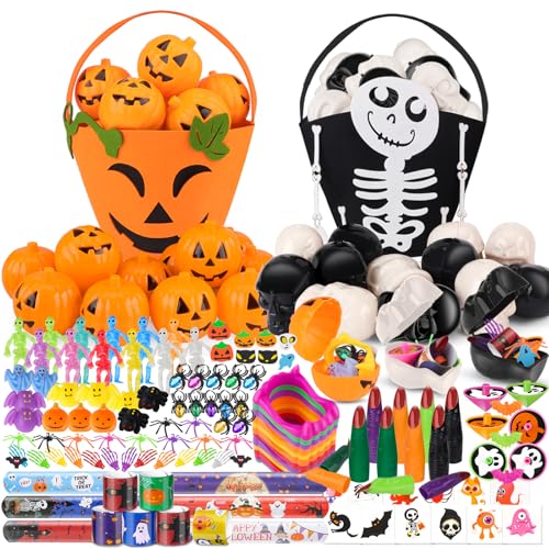 AmyBenton Halloween Party Mitgebsel Kinder, 170 Stück Halloween Geschenke Pinata Füllung mit 24 Stück Ausstopfbare Kürbisse und Totenkopf Box mit Spinne Fingerlinge Tattoo für Kinder AmyBenton Halloween Party Mitgebsel Kinder, 170 Stück Halloween Geschenke Pinata Füllung mit 24 Stück Ausstopfbare Kürbisse und Totenkopf Box mit Spinne Fingerlinge Tattoo für Kinder von Amy & Benton