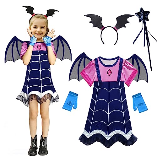 Amycute Fledermaus Kostüm mit Flügeln, Halloween Vampir für Mädchen Kinder, lila Kleid, Kinderkostüm Fledermausflügel, Spielzeug & Geschenke für Kindergeburtstag, Halloween, Karneva (150) von Amycute