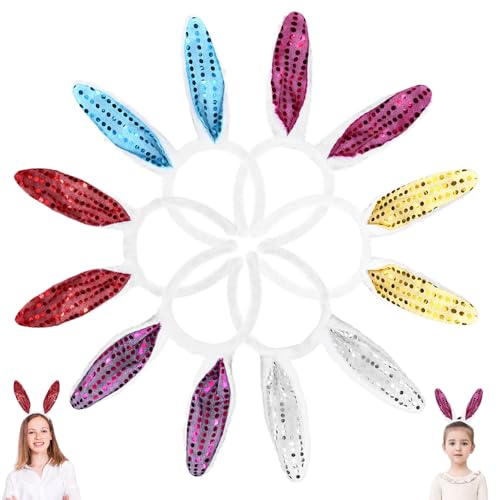 Amycute Hasenohren Haarreif, 6-Teiliges Osterhasen Ohren, Bunny Ears Ostern Haarreif Bunny Kostüm, Cosplay Hasen Kostüm für Karneval Kostüm Zubehör (B) von Amycute