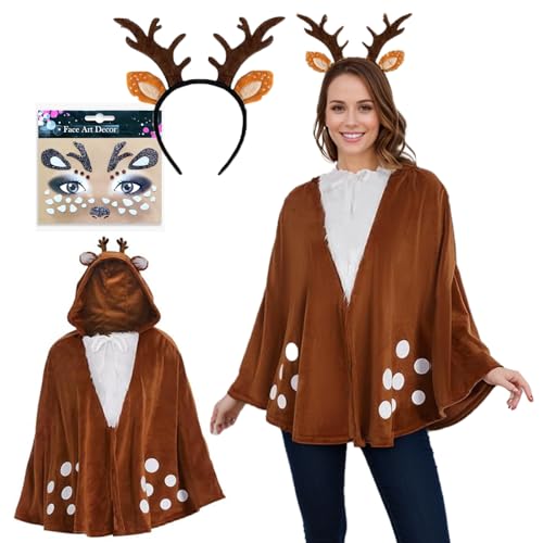 Amycute Reh Kostüm Damen, Rentier Kostüm Erwachsene, Rentier Kostüm Damen, Rentier Haarreif Tattoos Zubehör, Karnevalskostüm Damen, Faschingskostüme, Party Cosplay Amycute Reh Kostüm Damen, Rentier Kostüm Erwachsene, Rentier Kostüm Damen, Rentier Haarreif Tattoos Zubehör, Karnevalskostüm Damen, Faschingskostüme, Party Cosplay von Amycute