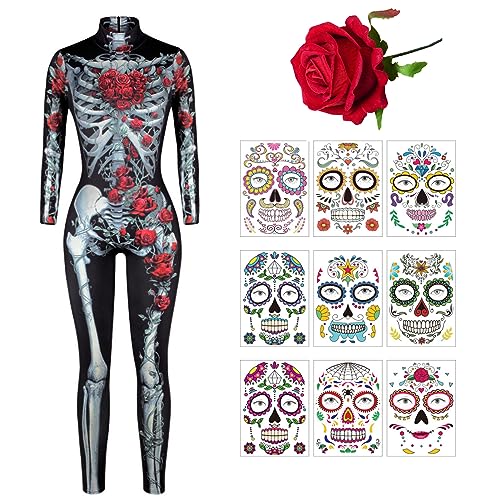 Amycute Skelett Kostüm Damen, Skelett Halloween Kostüm, Kostüm Skelett Damen, Halloween Jumpsuit Damen, Skelett Jumpsuit Damen, Halloween Karneval Kostüm für Erwachsene Amycute Skelett Kostüm Damen, Skelett Halloween Kostüm, Kostüm Skelett Damen, Halloween Jumpsuit Damen, Skelett Jumpsuit Damen, Halloween Karneval Kostüm für Erwachsene von Amycute