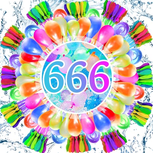Amzeeniu 666 Wasserbomben ballons,mehrfarbig Wasserballons Bunte Wasser-Bomben für Party Wasserschlacht,asser Luftballons Mega Pack,Pool Spielzeug,Outdoo für Poolparty von Amzeeniu
