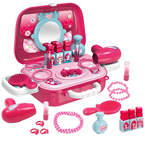 AnJeey 21 Stück Schminkset Spielzeug für Kinder, Rollenspiel Spielzeug with Prinzessin Koffer Umhängetasche, umfassen Schmuck Fön Pinsel Lippenstifte Spiegel für Mädchen 2 3 4 5 6 Jahre, HZB001 AnJeey 21 Stück Schminkset Spielzeug für Kinder, Rollenspiel Spielzeug with Prinzessin Koffer Umhängetasche, umfassen Schmuck Fön Pinsel Lippenstifte Spiegel für Mädchen 2 3 4 5 6 Jahre, HZB001 von AnJeey
