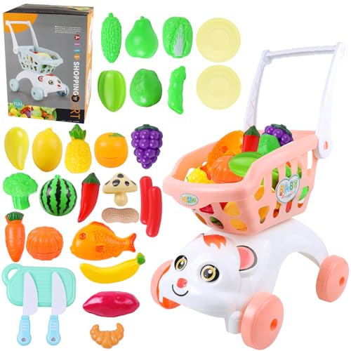 AnJeey Kinder Einkaufswagen Spielzeug mit schneidbaren Lebensmitteln, Früchten und Gemüse, 29-teiliges Spielset für Kinder-Rollenspiele, EIN lehrreiches Spielzeuggeschenk AnJeey Kinder Einkaufswagen Spielzeug mit schneidbaren Lebensmitteln, Früchten und Gemüse, 29-teiliges Spielset für Kinder-Rollenspiele, EIN lehrreiches Spielzeuggeschenk von AnJeey