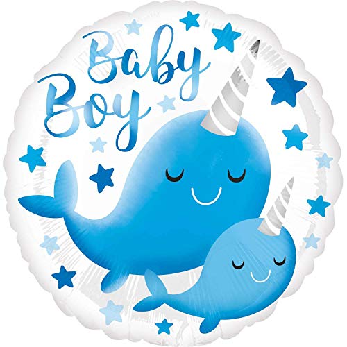 Amscan 3963401 - Standard Folienballon Baby Boy, 43 cm, für Helium & Luft, Jungen, Baby-Party, Geburt, Mitbringsel, Helium-Ballon von Anagram