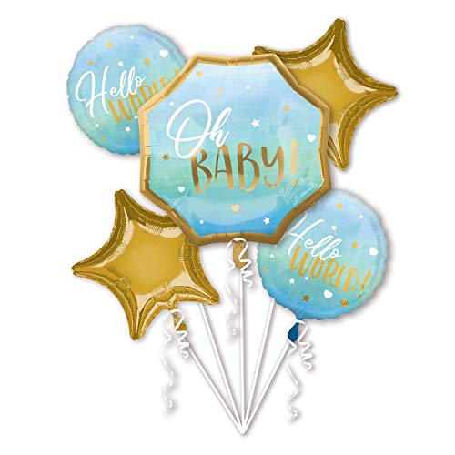 Amscan 3973201 - Folienballon Set Baby Boy, 5 Ballons, Jungen, Heliumballon, Geburt, Babyparty Amscan 3973201 - Folienballon Set Baby Boy, 5 Ballons, Jungen, Heliumballon, Geburt, Babyparty von Anagram