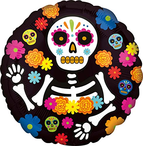Amscan 3999701 - Folienballon Day of the Dead Skeleton, Skelett, Dia de los Muertos, Totentag, Mexiko, Dekoration, Heliumballon, Party, Gruselparty Amscan 3999701 - Folienballon Day of the Dead Skeleton, Skelett, Dia de los Muertos, Totentag, Mexiko, Dekoration, Heliumballon, Party, Gruselparty von Anagram