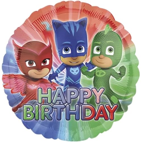 Anagram 4869218 Folienballon Standard 17"-42 cm Happy Birthday Superpigiami-Pj Maske, mehrfarbig, 7A3467301 von Anagram