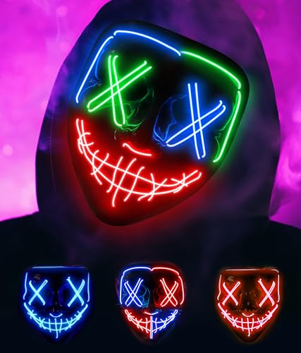 AnanBros Halloween Maske, LED Maske im Dunkeln Leuchtend, 3 Beleuchtungsmodi für Kostümspiele Cosplays Feste und Partys-BRG AnanBros Halloween Maske, LED Maske im Dunkeln Leuchtend, 3 Beleuchtungsmodi für Kostümspiele Cosplays Feste und Partys-BRG von AnanBros
