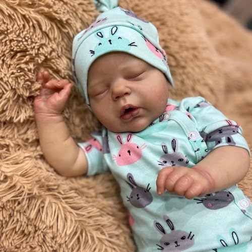 Anano 22 inch Realistische Reborn Puppen Alexis Schlafen Lebensechte Reborn Baby Puppe mit gemaltem Haar Bett Zeit Spielkameraden für Kinder Alter 3+ von Anano