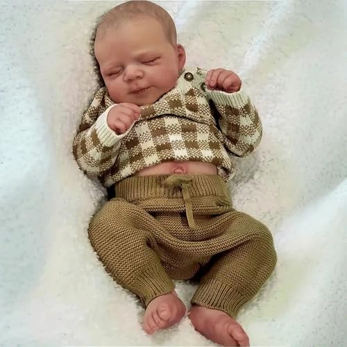 Anano 45 cm realistisches vollsilikon Reborn Baby-Puppe Junge, lebensgroße Babypuppen, anatomisch korrekt mit authentischen Säuglingsdetails von Anano