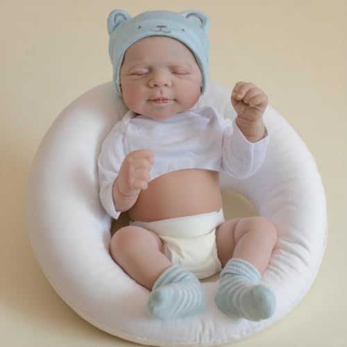 Anano 45cm Realistische Reborn Baby-Puppe (Junge) Vollsilikon Lebensechte Babypuppen Säuglingsspielzeug Mit Handbemalten Venen, Geschenk Für Kinder Ab 3+ (anatomisch Korrekt) von Anano