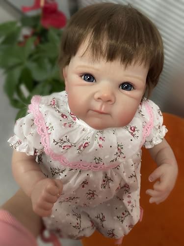 Anano 45cm Reborn Baby Mädchen - Silikonpuppe Mit Echthaarimplantation & Zubehör (Ohrringe, Urkunde) - Lebensechte Babypuppen Ab 3 Jahren von Anano